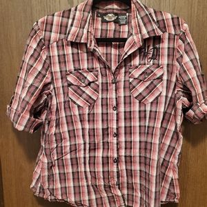Harley Davidson XL shirt Pink plaid